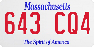 MA license plate 643CQ4