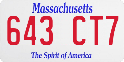 MA license plate 643CT7