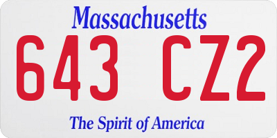 MA license plate 643CZ2