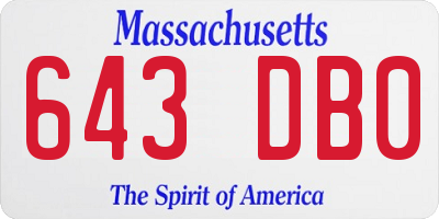 MA license plate 643DB0