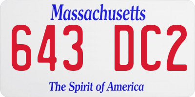 MA license plate 643DC2