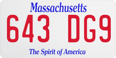 MA license plate 643DG9