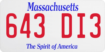 MA license plate 643DI3