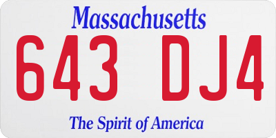 MA license plate 643DJ4