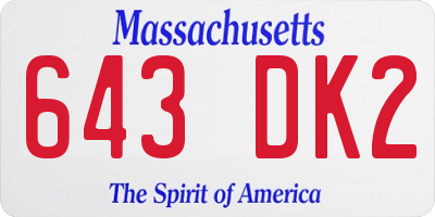 MA license plate 643DK2