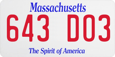 MA license plate 643DO3
