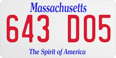 MA license plate 643DO5