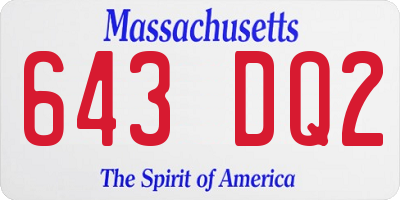 MA license plate 643DQ2