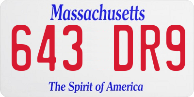 MA license plate 643DR9
