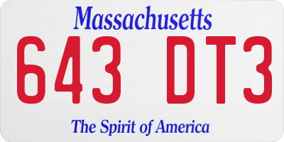 MA license plate 643DT3
