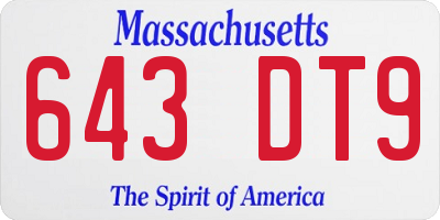 MA license plate 643DT9