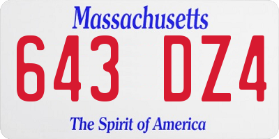 MA license plate 643DZ4