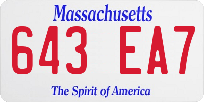 MA license plate 643EA7