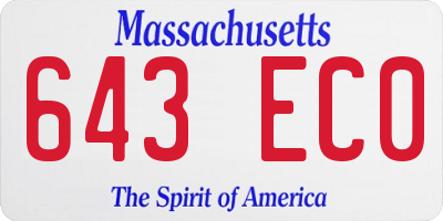 MA license plate 643EC0