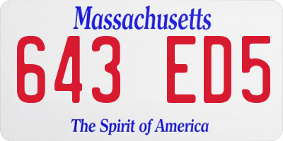 MA license plate 643ED5