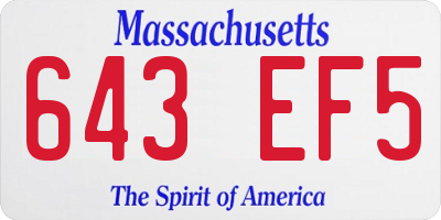 MA license plate 643EF5