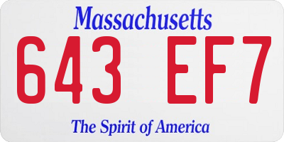 MA license plate 643EF7
