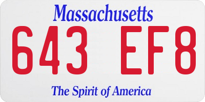 MA license plate 643EF8