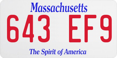MA license plate 643EF9