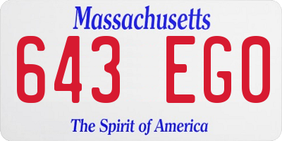 MA license plate 643EG0