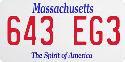 MA license plate 643EG3