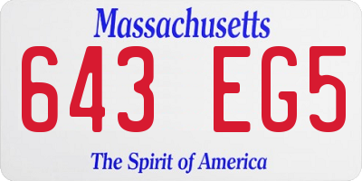 MA license plate 643EG5