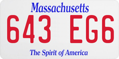 MA license plate 643EG6