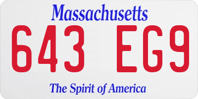 MA license plate 643EG9