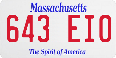 MA license plate 643EI0