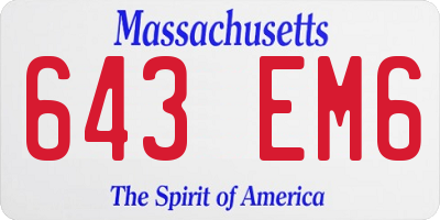MA license plate 643EM6