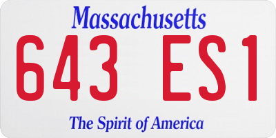 MA license plate 643ES1