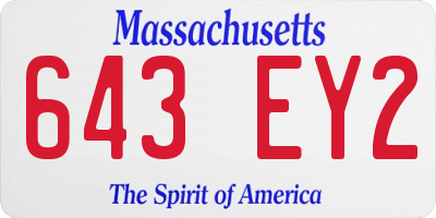 MA license plate 643EY2