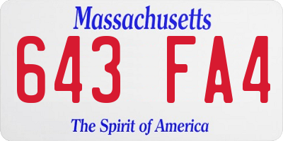 MA license plate 643FA4