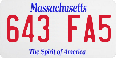 MA license plate 643FA5