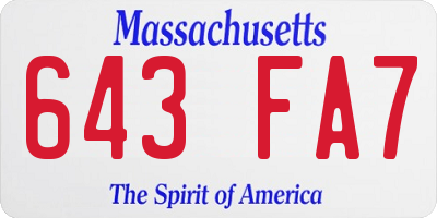MA license plate 643FA7