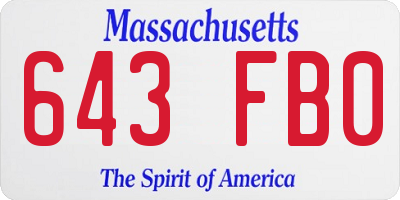MA license plate 643FB0