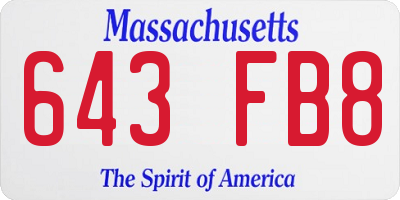 MA license plate 643FB8
