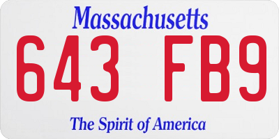 MA license plate 643FB9