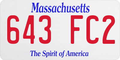 MA license plate 643FC2