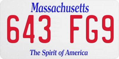 MA license plate 643FG9