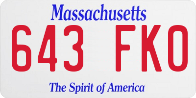 MA license plate 643FK0