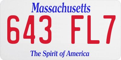 MA license plate 643FL7