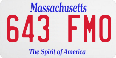 MA license plate 643FM0