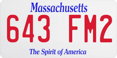 MA license plate 643FM2