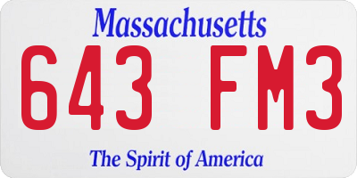 MA license plate 643FM3