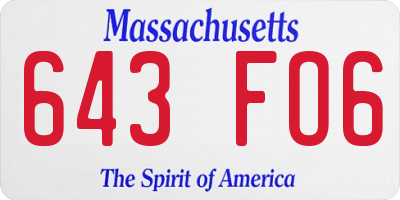 MA license plate 643FO6