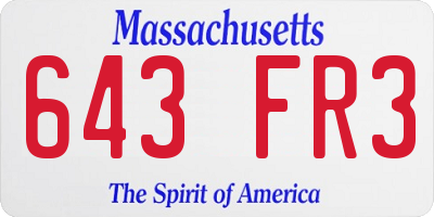 MA license plate 643FR3