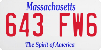MA license plate 643FW6