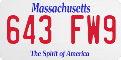 MA license plate 643FW9