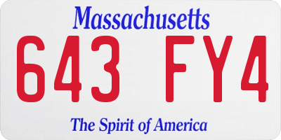 MA license plate 643FY4